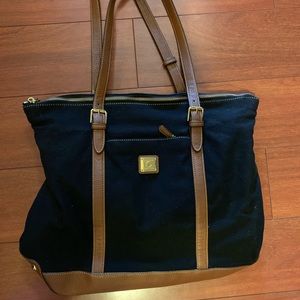 Ralph Lauren leather and canvas tote bag